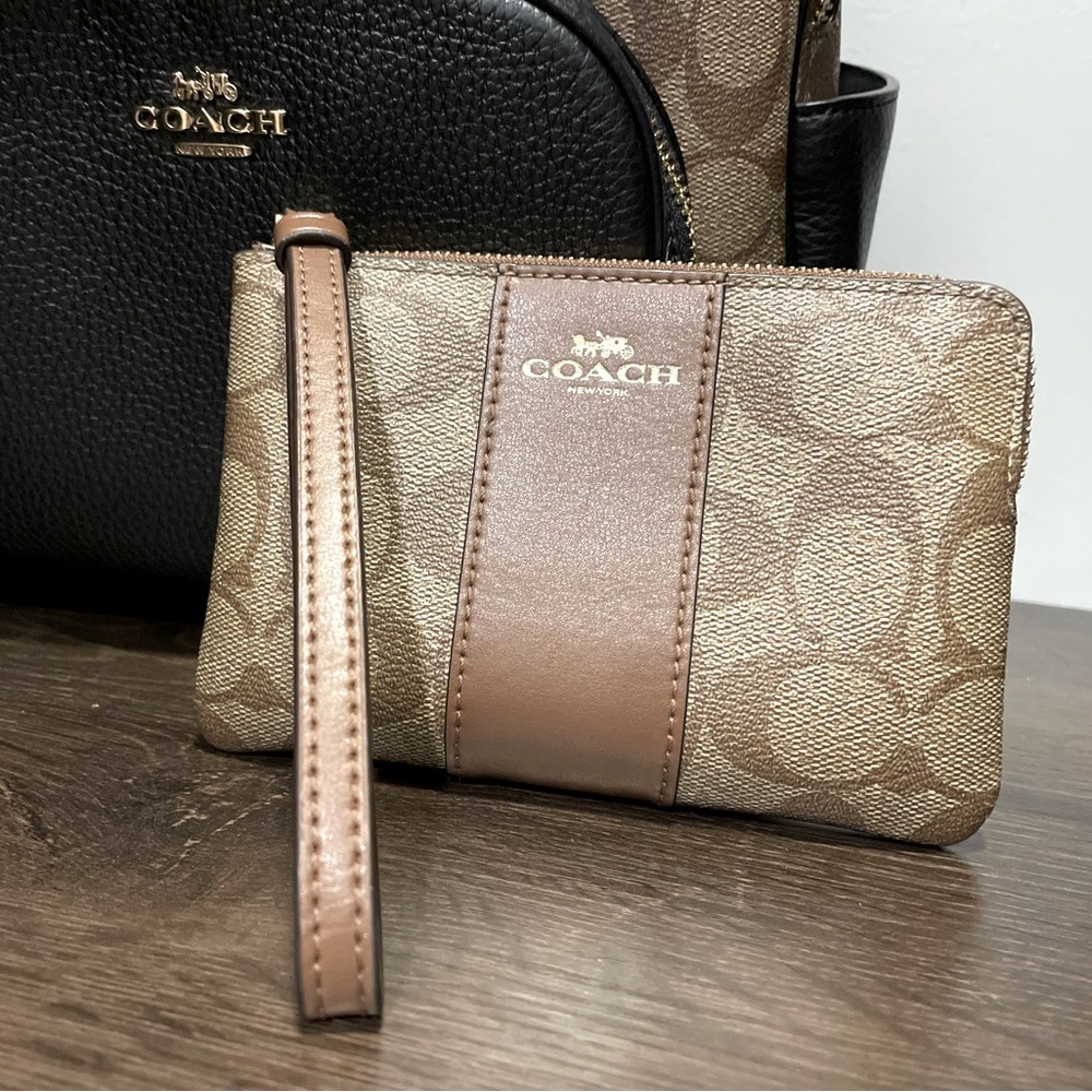 Coach corner zip wristlet